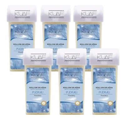 Image of Kuaf Professional Roll on Wax Cartridge for Hair Removal, Removal On, Roller Legs and Arms, Depilatory Wax, Pack of 6 White Powdered