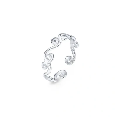 Image of Amberta 925 Sterling Silver Toe and Midi Ring for Women Adjustable Fit Wave Design Internal Diameter 14 mm Size F