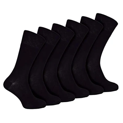 Image of IOMI 6 Pack Mens Diabetic Bamboo Socks Extra Wide Seamless Loose Non Elastic (6 11, Black)
