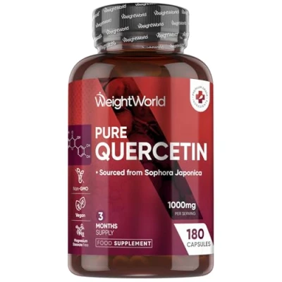 Image of Pure Quercetin 1000mg 180 Vegan Powder Capsules High Strength Supplement 2 Per Serving Absorption &amp; Effectiveness Natural Immunity