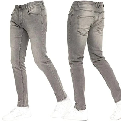 Image of Crosshatch Stretch Slim Fit Jeans Mens Denim Designer Trousers Pants by JeanBase Light Grey 36W X 34L
