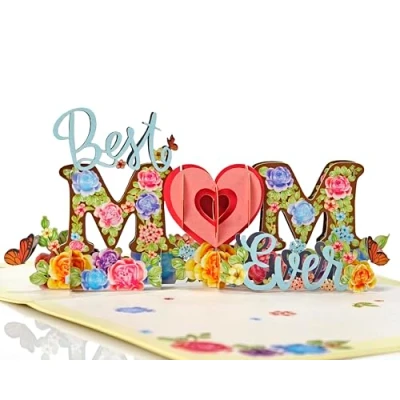 Image of Best Mom Ever 3D Pop Up Card. Mother’s day collection.Surprise greeting card gift for Her, Mother, Daughter, Wife, Girlfriend. Perfect Day, Birthday’s, Thank you.15cmx20cm