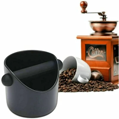 Image of LinaLife Coffee Knock Bin CREMA PRO Espresso Grinds Tamper Waste Box Container Tamp Tube with Improved Handling Innovative Tools Black Machine Accessories