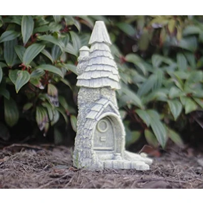 Image of Garden Mile Stone Effect Fairy House Resin Statues Outdoor Ornaments Weatherproof Sculpture for Patio, Yard, Lawn, Grave Ornaments, Decor Decorations