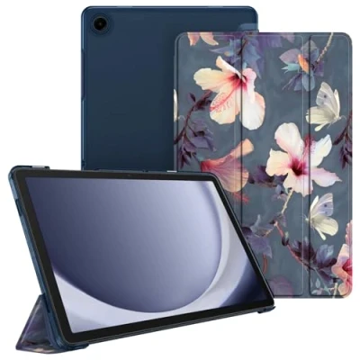 Image of FINTIE SlimShell Case for Samsung Galaxy Tab A9+ / A9 Plus 11 Inch 2023 Model (SM X210/X216/X218), Lightweight Stand Translucent Frosted Back Cover with Auto Wake/Sleep, Blooming Hibiscus