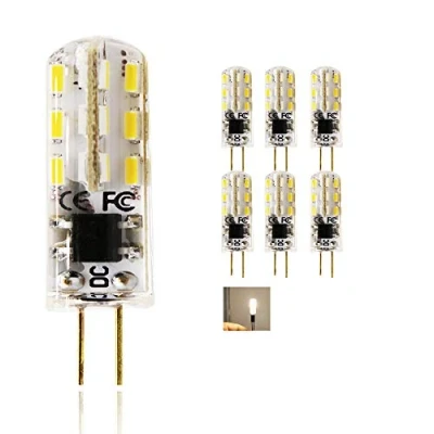 Image of Chao Zan DC12V LED Light Bulbs G4 Base 1.5W Equivalent 10W Halogen Lamp Replacement 2700 3000K 3014x24 LEDs SMD Warm White Bulb, 360 Beam Angle, 6 Pack