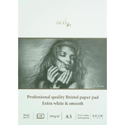 Image of SM.LT Bristol Extra Smooth FSC White Paper Pad A3 10 Sheets 308gsm 3PS 10(308)/PRO/FSC