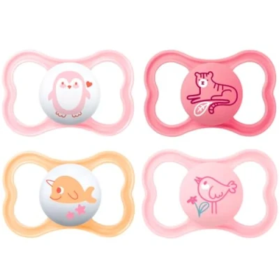 Image of MAM Air 16+ &quot;Skin Soft&quot; Silicone Dummies Soft Colours Mix Pack of 4