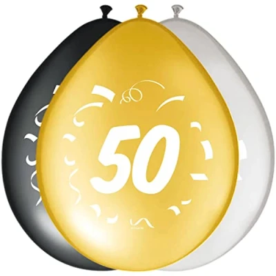 Image of Folat 50th Birthday Balloons Stylish Party 30cm 8 pieces