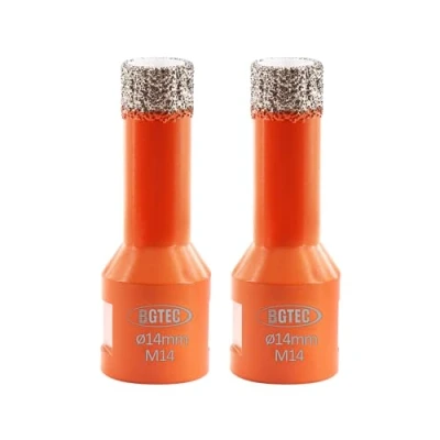 Image of BGTEC Dry Diamond Core Drill Bits 2pcs Diameter 14mm for Porcelain Tile Ceramic Marble Brick M14 Thread