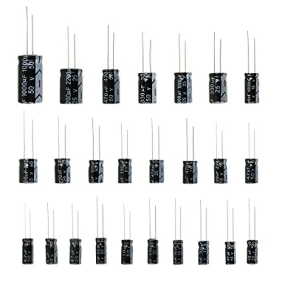 Image of WINGONEER 25 Values 16V 25V 50V 1uF to 2200uF Electrolytic Capacitors Assorted Assortment Kit Set Black 125PCS