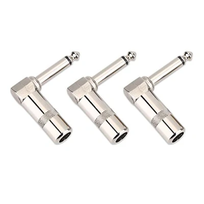Image of 3Pcs Guitar Cable Plug, 6.3mm 1/4inch L Type Instrument Audio Microphone Connector Right Angle Plug Jack