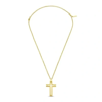 Image of Police Mens Stainless Steel Framed Cross Pendant Necklace