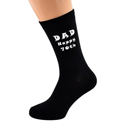 Image of Dad Happy 70th Black Mens Socks for Birthday Present