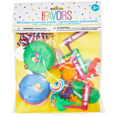 Image of Festive Pinata Assorted Fillers 36 Pieces Colorful, Fun &amp; Exciting Party Treats for Kids Guests