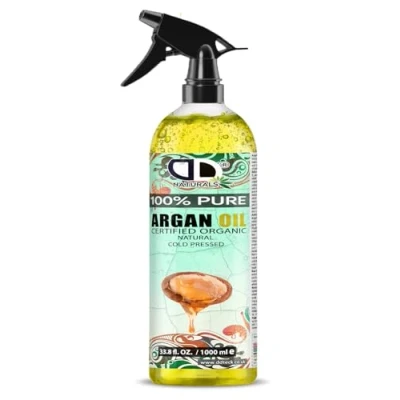 Image of Argan Oil 100% Moroccan Pure Natural for Face &amp; Body Rich in Vitamin E Healthy Skin, Hair Nails No Parabens or SLS Vegan, Cruelty Free (1000ml Spray)