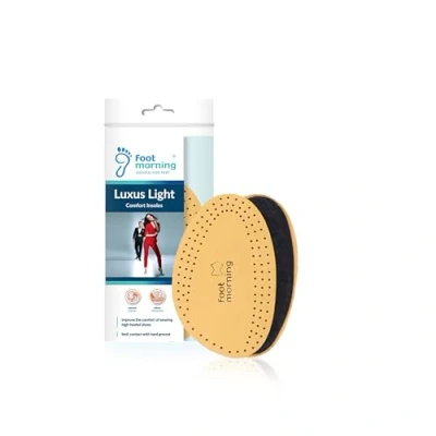 Image of Foot Morning Luxus Light Forefoot Front Half Shoe Insoles (1 Pair) Leather &amp; Foam Ball of Cushioning Insert for Shoes Boots Anti Odour Carbon Two Layer (6 7 UK)