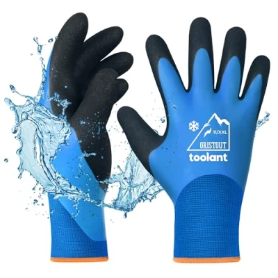Image of Thermal Work Gloves for Cold Weather, Waterproof Winter Gloves, Touchscreen, Super Grip, Gardening, Fishing, Car Washing, Freezer Blue, XX Large