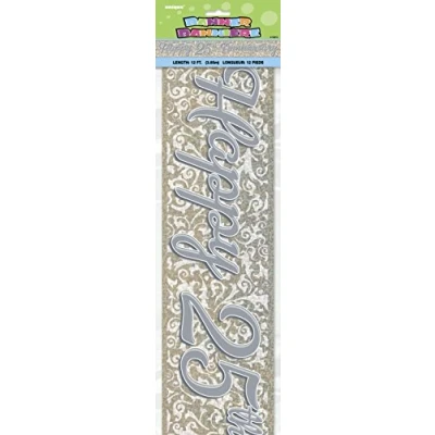 Image of 25th Silver Anniversary Prism Banner (3.6 Meter) 1 Piece Elegant Design for Memorable Milestone Celebrations