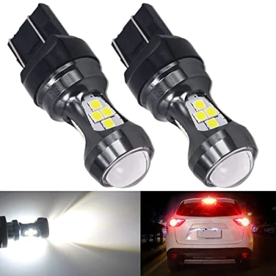 Image of HSUN 7443 W21/5W T20 LED Light Bulbs 6000K White Extremely Bright Canbus for Car Brake Tail Back Up Light, 2 Pack