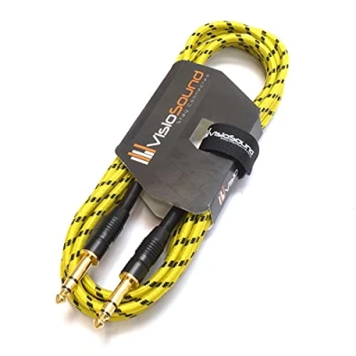 Image of VisioSound 6.35mm 1/4&quot; Stereo TRS Jack to Lead/Balanced Signal Audio Patch Cable (3m, Yellow/Black)