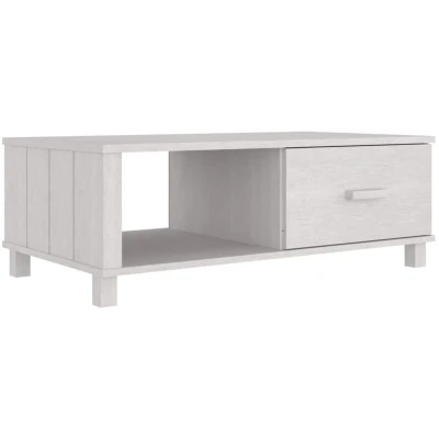 Image of vidaXL Coffee Table HAMAR White 100x55x35 cm Solid Wood Pine