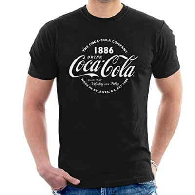 Image of Coca Cola Men&#039;s Retro Logo White Text T Shirt, Cherry Red, L
