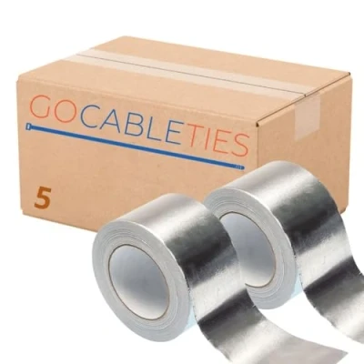 Image of Gocableties Aluminium Foil Tape, 75mm (3&quot;) x 50m, Five Roll Bulk Pack Adhesive Insulation Tape for Insulating, HVAC Repair, Sealing Ducts, and Pipework, 5 Rolls