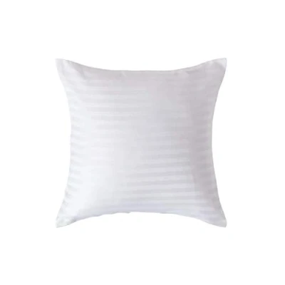 Image of HOMESCAPES White Pure Egyptian Cotton Euro Size Pillowcase 40 x cm 330 TC 500 Thread Count Percale Equivalent Satin Stripe Pillow Case with Zip