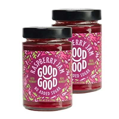 Image of GOOD Sweet Raspberry Jam Keto Friendly Low Calorie Without Added Sugars Vegan Gluten Free Preserves 330g x2