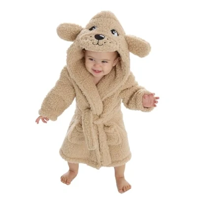 Image of undercover lingerie Kids Puppy Sherpa Fleece Robe 18C822 Brown 3 4 Years