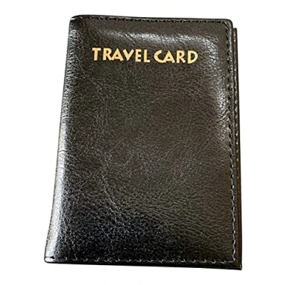 Image of Lorenz Leather Effect Grained PU Travel Id Pass Card Holder with Rear Window Black