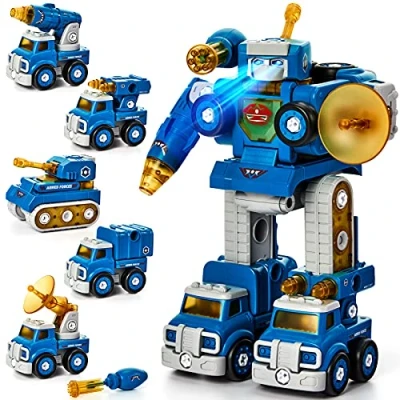 Image of hahaland Toys for 4 5 Year Old Boy Thickened Drop Resistant in 1 Vehicles STEM Educational Transform into Robot Christmas Birthday Gifts Kids Girls Boys Age 6 7 8