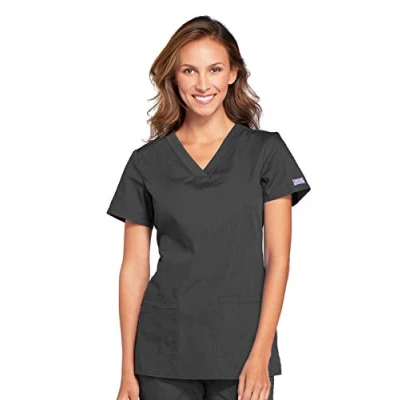 Image of CHEROKEE Women&#039;s V neck Top Medical Scrubs, Pewter Colour, XS UK