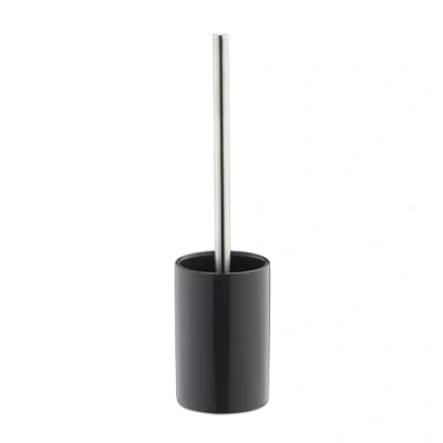 Image of Relaxdays Ceramic WC Accessory Set, Toilet Round Holder, Exchangeable Brush Head, Grey, 36 x 9.5 cm