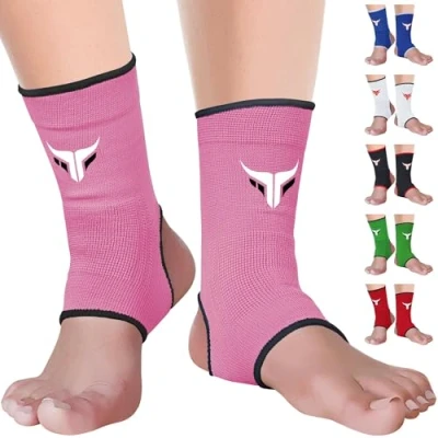Image of Mytra Fusion Ankle Support MMA Muay Thai kick Boxing training Brace Breathable Elasticated Compression Foot (Pink, L/XL)