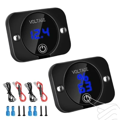 Image of Linkstyle Battery Voltage Gauge, DC 24V 12V Volt Meter, Digital Display Meter 12V, Waterproof Voltmeter with Touch Switch