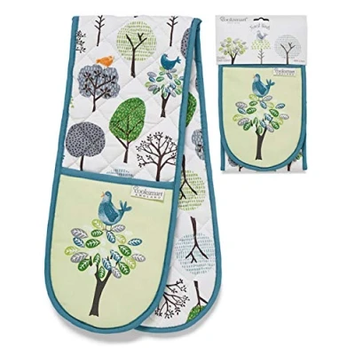 Image of 100% Cotton Double Oven Hot Pot Glove Mitt Various Prints (Forrest)