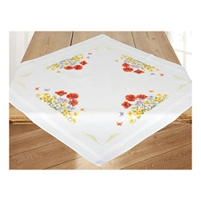 Image of Vervaco Embroidery: Tablecloth: Wild Flowers, 100% Cotton, Multi Colour, 40 x 2 20 cm