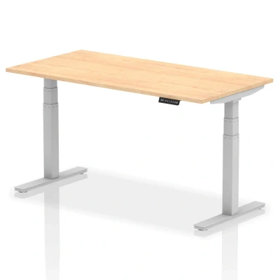 Image of Air 1600/800 Maple Height Adjustable Desk With Silver Legs HA01015