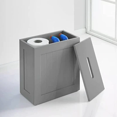 Image of Homme Concept Bathroom Storage Box Unit Multi Purpose Organiser Compact Organiser, Grey Floor Cabinet, Neat Small and Tidy for Cleaning Products.