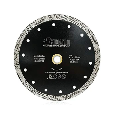Image of SHDIATOOL Diamond Cutting Disc 7 Inches / 180mm Saw Blade with Mesh Turbo for Porcelain Tile Ceramic Granite Marble
