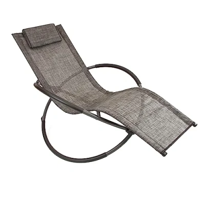 Image of GardenKraft Louis Textile Rocking Lounger Black &amp; Grey