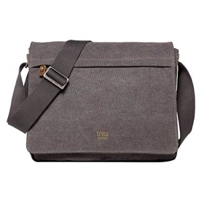 Image of Troop London TRP0240 Classic Canvas Laptop Messenger Bag Charcoal