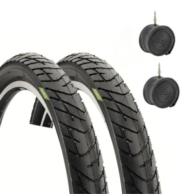 Image of 2 Tyres 26 x 2.125 (57 559) + Inner Tubes Slick for Cruiser Bike Chopper Hybrid Bicycle