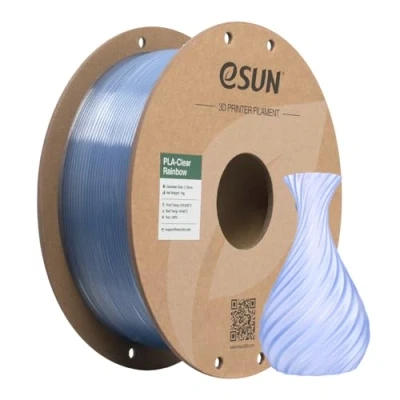 Image of eSUN Clear Rainbow PLA Filament 1.75mm, Translucent Multicolored 3D Printing 1KG Spool (2.2 LBS) for Printers,Blue Crystal
