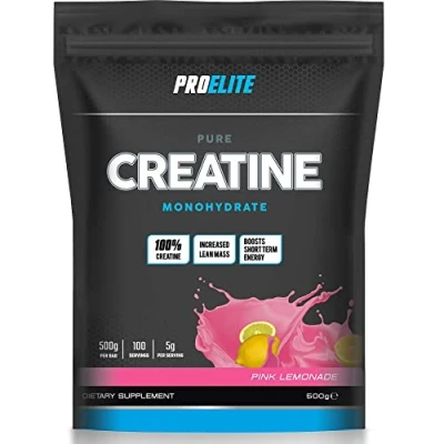 Image of PRO ELITE Creatine Monohydrate Micronized Powder 500g, for Optimum Muscle Growth, Increases Physical Performance, Pure Unflavoured Creatine, Amino Acids (Pink Lemonade, 500g)
