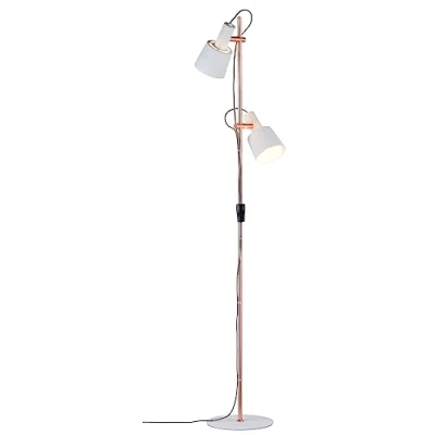 Image of Paulmann Two bulb floor lamp Haldar in white/copper