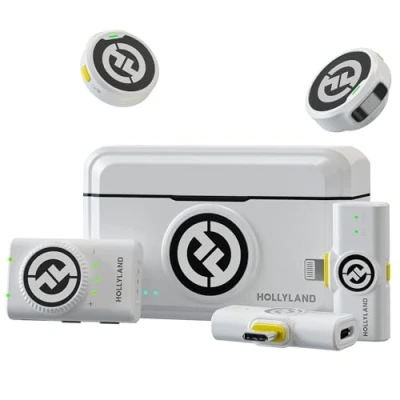 Image of Hollyland Lark M2 Wireless Lavalier Microphone (2TX+3RX) Compatible with Camera, iPhone, Android, PC, 300m LOS Range, Hi Fi Audio, Noise Cancelling, 40H Duration, Lapel Mic for Livestream Vlog White