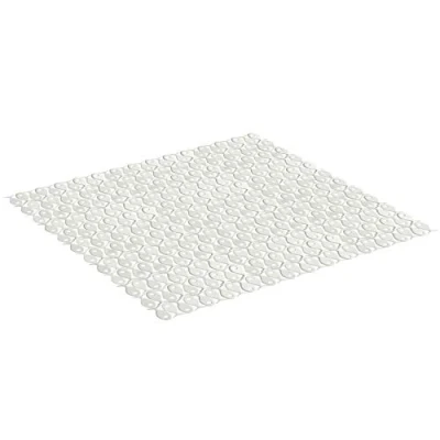 Image of TATAY Bath Mat, Non slip, PVC with Suction Cups, Resistant to Mold and Microbes, Anti Bacterial, Pisces Design, Pergamon White. Measures 54 x cm